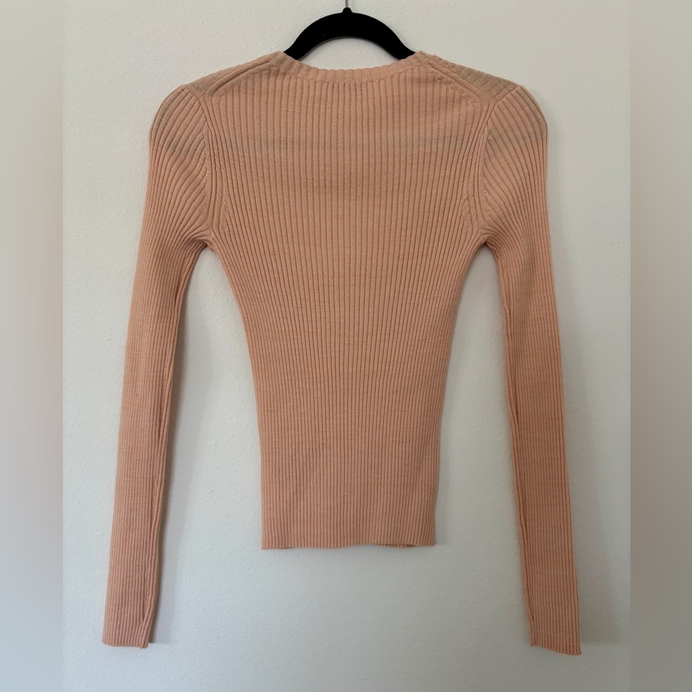 Vince Marled Rib Crew Pullover in Rose Water/Petal Still Wool Cotton Blend - Picture 3 of 9